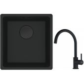Franke Maris MRG 110-37 zlewozmywak 40x37 cm Fragranit + czarny mat z baterią kuchenną Lina czarny mat (1250697760, 1150626019)