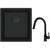 Franke Maris MRG 110-37 zlewozmywak 40x37 cm Fragranit + czarny mat z baterią kuchenną Lina onyx (1250697760, 1150626055)