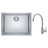 Zestaw Franke Maris zlewozmywak stalowy 50x40 cm z baterią kuchenną Eos Neo jedwab/ stal szlachetna (1220543996, 1150590044)