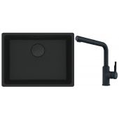 Zestaw Franke Maris zlewozmywak granitowy 52x40 cm z baterią kuchenną Urban Pull-Out czarny mat (1250697759, 1150627523)