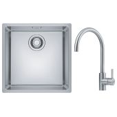 Zestaw Franke Maris zlewozmywak stalowy 40x40 cm z baterią kuchenną Eos Neo stal szczotkowana/ stal szlachetna (1220543995, 1150590044)