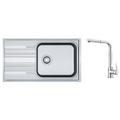Zestaw Franke Smart zlewozmywak stalowy 86x50 cm z baterią kuchenną Sirius Side len/chrom (1010368324, 1150668280)