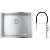 Zestaw Grohe K700 zlewozmywak 50x40 cm z baterią kuchenną Oltens Borga stal szlachetna/chrom (35207100, 31574SD1)