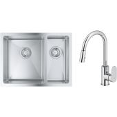Zestaw Grohe K700 zlewozmywak 59,5x45 cm z baterią kuchenną Oltens Lista stal szlachetna/chrom (31577SD1, 35202100)