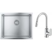Zestaw Grohe K700 zlewozmywak 55x45 cm z baterią kuchenną Oltens Lista stal szlachetna/chrom (35202100, 31726SD0)