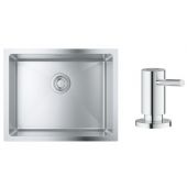 Zestaw Grohe K700 zlewozmywak stalowy 55x45 cm satyna z dozownikiem płynów Cosmopolitan 500 ml chrom (31574SD1, 40535000)
