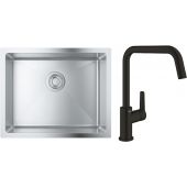 Zestaw Grohe K700 zlewozmywak stalowy 50x40 cm z baterią kuchenną Start (31574SD1, 304702430)