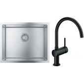 Zestaw Grohe K700 zlewozmywak stalowy 55x45 cm z baterią kuchenną Minta (31726SD0, 32917KS0)
