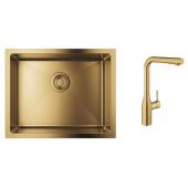 Zestaw Grohe K700 zlewozmywak stalowy Brushed Cool Sunrise z baterią kuchenną Essence (31574GN1, 30270GN0)