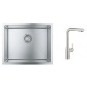 Zestaw Grohe K700 zlewozmywak stalowy z baterią kuchenną Essence stal (31726SD0, 30270DC0)