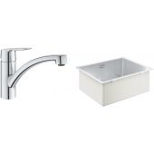 Zestaw Grohe K700 zlewozmywak 50x40 cm z baterią kuchenną Start chrom (31574SD1, 30530002)