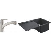 Zestaw Grohe K500 zlewozmywak 86x50 cm z baterią kuchenną Start stal (31644AP0, 30531DC1)