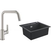 Zestaw Grohe K700 zlewozmywak 56x51 cm z bateria kuchenną Start stal (31651AP0, 30470DC0)