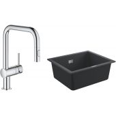 Zestaw Grohe K700 zlewozmywak 53,3x45,7 cm z baterią kuchenną Minta chrom (31654AP0, 32322002)