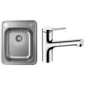 Zestaw Hansgrohe S412-F340 zlewozmywak stalowy z baterią kuchenną Zesis chrom (43334800, 74800000)