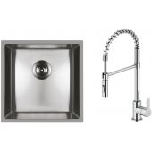 Zestaw Oltens Stalvask zlewozmywak stalowy 44x44 cm z baterią kuchenną Duf stal polerowana/chrom (71100100, 35203100)
