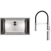 Zestaw Oltens Stalvask zlewozmywak stalowy 76x44 cm z baterią kuchenną Borga stal polerowana/chrom/czarny (71102100, 35207100)