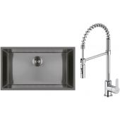 Zestaw Oltens Stalvask zlewozmywak stalowy 76x44 cm z baterią kuchenną Duf czarny/chrom (71102300, 35203100)
