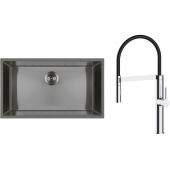 Zestaw Oltens Stalvask zlewozmywak stalowy 76x44 cm z baterią kuchenną Borga czarny/chrom (71102300, 35207100)