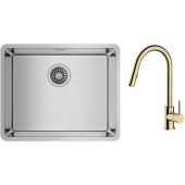 Zestaw Teka Be Linea RS15 50.40 zlewozmywak 54x44 cm z baterią kuchenną Oltens Litla stal polerowana/złoty połysk (115000005, 35204800)