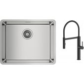 Zestaw Teka Be Linea RS15 50.40 zlewozmywak 54x44 cm z baterią kuchenną Oltens Borga stal polerowana/czarny mat (115000005, 35207300)