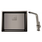 Zestaw Teka Flexlinea zlewozmywak stalowy z syfonem 54x44 cm grafit z baterią kuchenną ICC (115000024, 116030005)