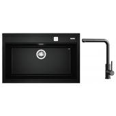 Zestaw Teka Nova XXL zlewozmywak Tegranit 79x51 cm czarny z baterią kuchenną UNI 9331 czarny mat (115230057, 116020023)