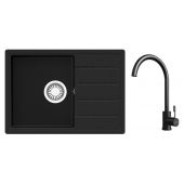 Zestaw Teka Comfor 45 S-TQ zlewozmywak 62x44 cm onyks z baterią kuchenną UNI 9310 czarna (115350000, 116030071)