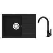 Zestaw Teka Comfor 45 S-TQ zlewozmywak 62x44 cm onyks z baterią kuchenną Teka IN czarna (115350000, 53915620N)