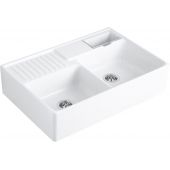 Villeroy & Boch Double-Bowl zlewozmywak ceramiczny 89,5x63 cm CeramicPlus Weiss Alpin Glossy 632391R1