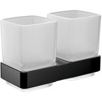 Emco Loft kubek do mycia zębów podwójny z uchwytem czarny/szkło satynowe 052513300