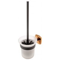 FDesign Merida szczotka toaletowa ścienna różowe złoto/czarny mat/szkło mleczne FD6-MRD06-25