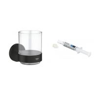 Zestaw Grohe Start kubek do mycia zębów czarny i klej montażowy QuickGlue (411942430, 41127000)