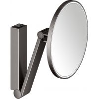Keuco Cosmetic mirrors lusterko kosmetyczne 21,2x31,4 cm okrągłe z oświetleniem tytan czarny szczotkowany 17612359004