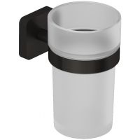 Kludi Vela S kubek na szczoteczki z uchwytem ściennym czarny szczotkowany 25975N2