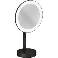 Kludi Vela R lusterko kosmetyczne 20,2x35,5 cm okrągłe z oświetleniem czarny szczotkowany 58995N2F