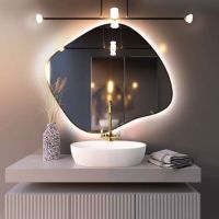 Smartwoods Tiny Borderbright Stain III lustro 60x52 cm z oświetleniem LED złote barwa światła ciepła