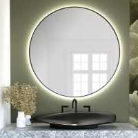 Smartwoods Bright lustro 100 cm okrągłe z oświetleniem LED czarne barwa światła ciepła