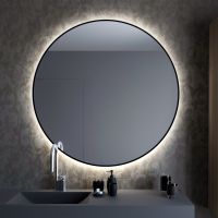Smartwoods Bright lustro 50 cm okrągłe z oświetleniem LED czarne barwa światła neutralna