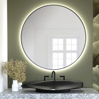 Smartwoods Bright lustro 60 cm okrągłe z oświetleniem LED czarne barwa światła ciepła