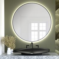 Smartwoods Bright lustro 80 cm okrągłe z oświetleniem LED czarne barwa światła ciepła