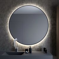 Smartwoods Bright lustro 90 cm okrągłe z oświetleniem LED czarne barwa światła neutralna