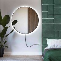 Smartwoods Electra lustro 100 cm okrągłe z oświetleniem LED czarne barwa światła neutralna