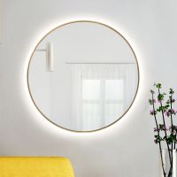 Smartwoods Bright lustro 50 cm okrągłe z oświetleniem LED złote barwa światła ciepła