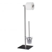 Wenko Lima stojak na papier toaletowy ze szczotką WC srebrny 20391100