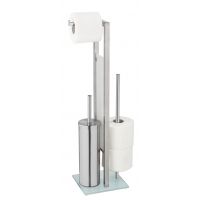 Wenko Rivalta stojak na papier toaletowy ze szczotką WC srebrny 25399100