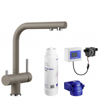 Zestaw Blanco Fontas II bateria kuchenna stojąca Silgranit tartufo/chrom z zestawem filtrującym wodę (523136, 527453)