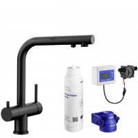 Zestaw Blanco Fontas-S II bateria kuchenna stojąca czarna z zestawem filtrującym wodę (526672, 527453)