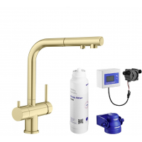 Zestaw Blanco Fontas-S II bateria kuchenna stojąca złota satynowa z zestawem filtrującym wodę (526694, 527453)