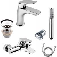 Deante Cynia 6w1 bateria wannowo-prysznicowa i umywalkowa z zestawem prysznicowym chrom BCYO010M